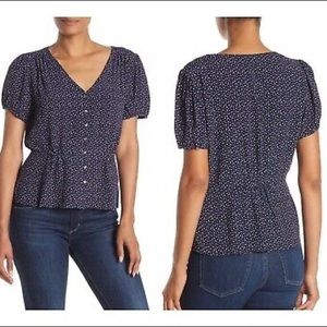 J Crew Star Puff Sleeve Peplum Top sz 4